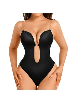 HzongS Backless Shapewear Sexy Body Shaper For Women Under Dress Bodysuit  Tummy Control Sleeveless Seamless Strap Thong (Black, Small) at   Women's Clothing store