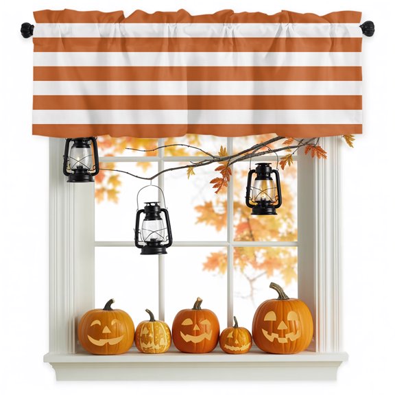 Kitchen Cafe Valance Curtain for Small Windows,Farmhouse Classic Stripes Rod Pocket Short Valances,42x12in