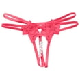 thumbnail image 1 of Gibobby Tangas de mujer sexy para sexo Día de San Valentín Tanga de encaje floral para mujer Bragas Cintura No Show Bow T Back Ropa interior ajustable para mujer(Rojo de la sandía, Talla única), 1 of 3