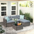 thumbnail image 5 of JOIVI 3 Pieces Patio Conversation Set, PE Wicker Rattan Outdoor Furniture Set, 2 Ways Small Sectional Sofa, Tempered Glass Coffee Table, Silver-Gray, 5 of 13