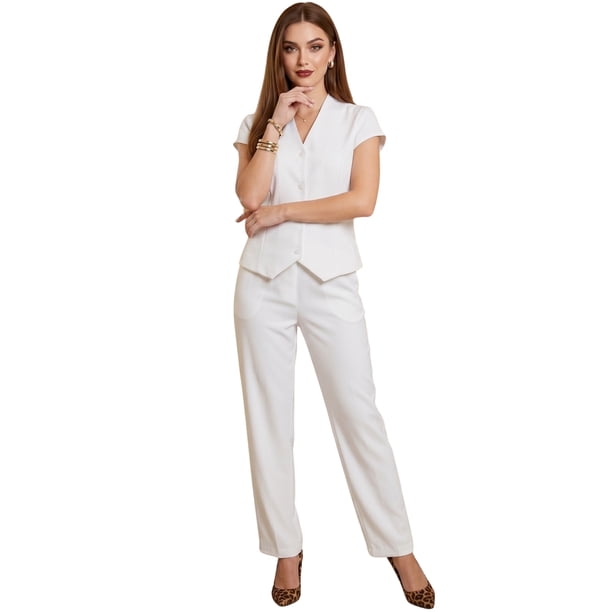 Conjunto 2 Piezas, Chaleco Entallado y Pantalón Cómodo, Estilo Casual Chic para Mujer
