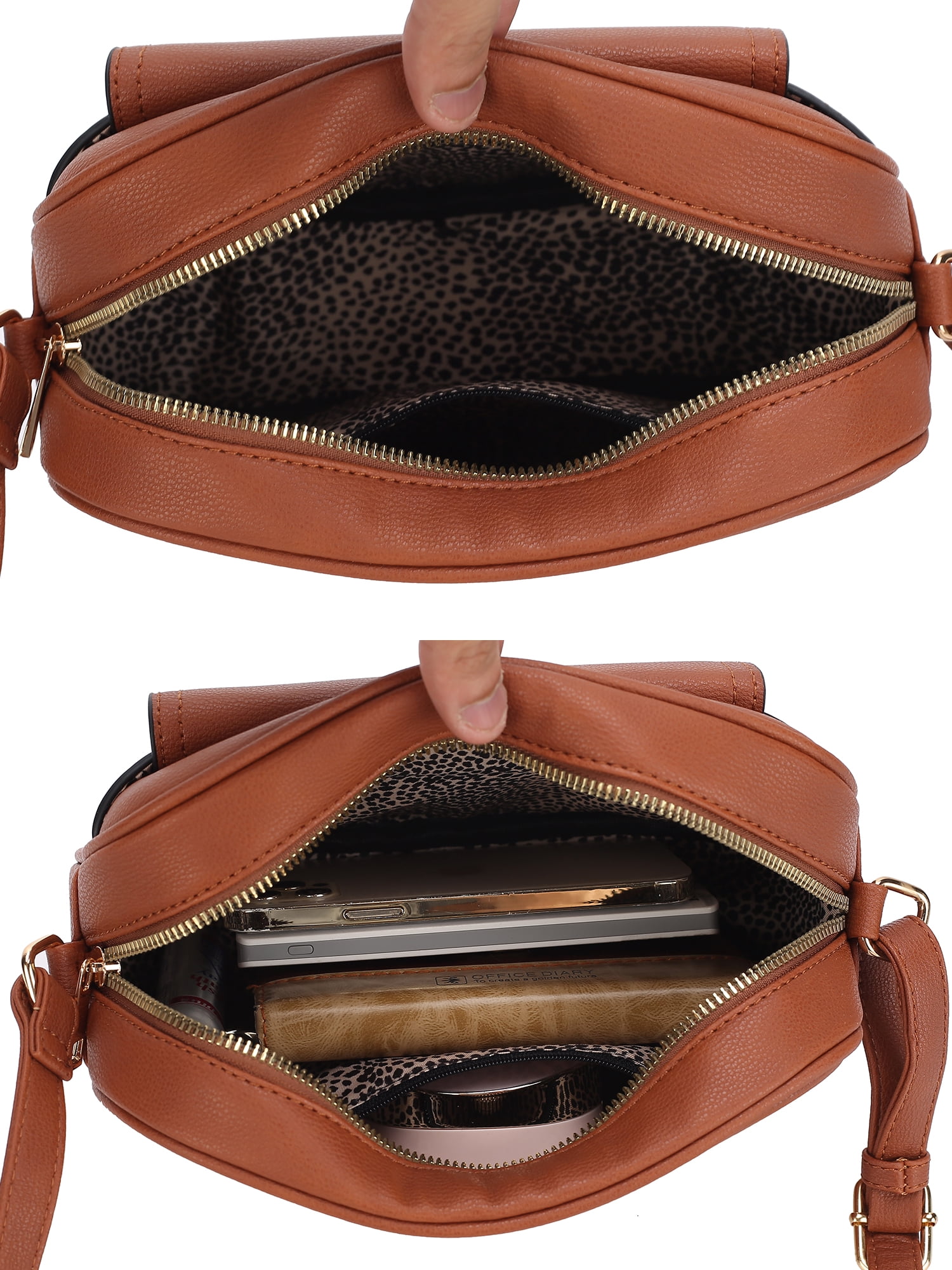 MKF Collection Michaela Vegan Leather Women's Shoulder Bag, Chic Modern Crossbody Purse Handbag by Mia K - Brown