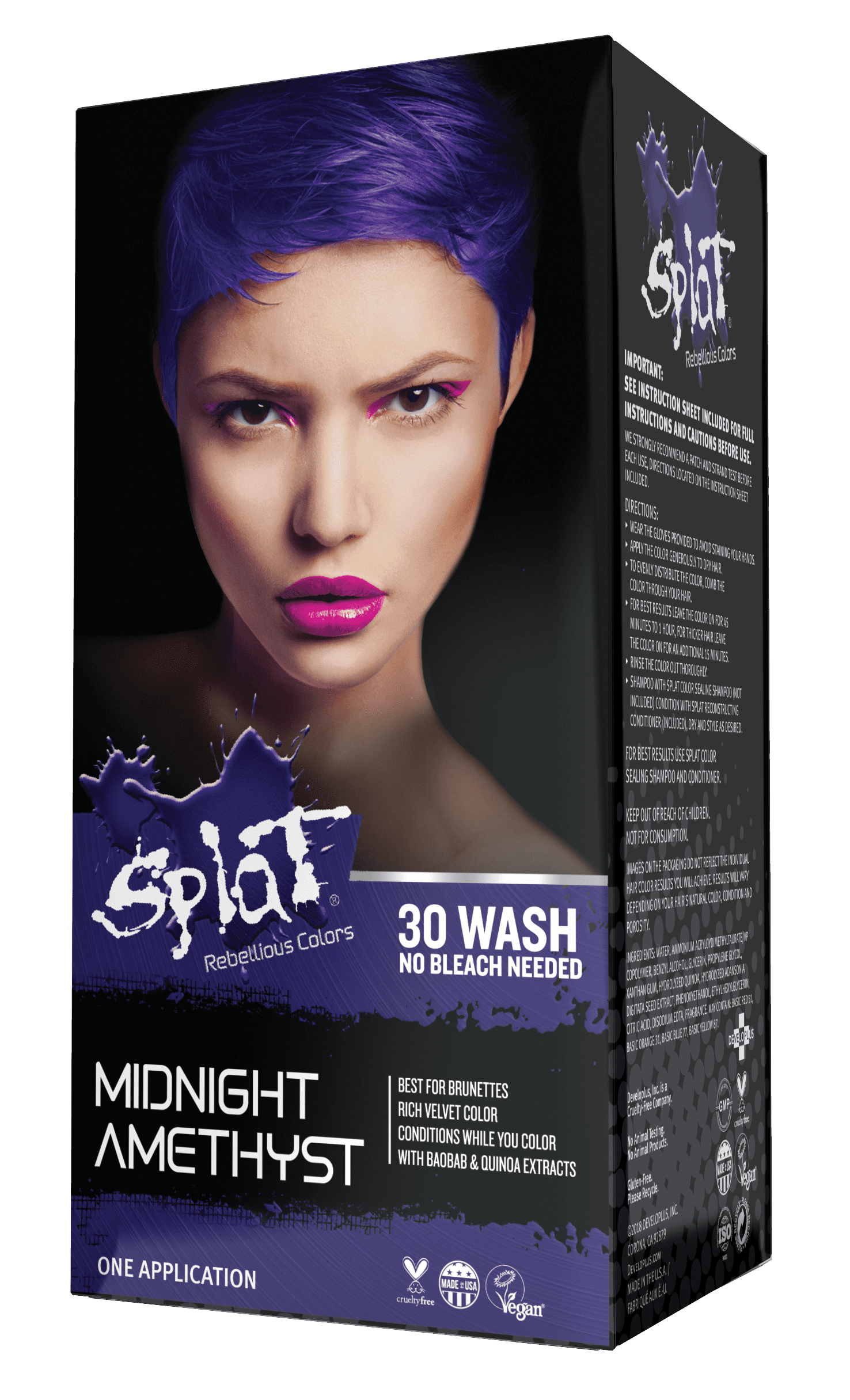 Splat Semi Permanent Midnight Violet Hair Color No Bleach Purple