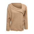 thumbnail image 5 of Comdrip Women's Asymmetrical Off Shoulder Knit Sweater Long Sleeve Loose Fit Wrap Fall Pullover with Side Buttons Coffee L, 5 of 6