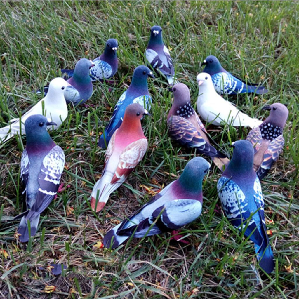 2PCS Realistic Doves Artificial Feather Bird Ornament Home Garden Decoration 
