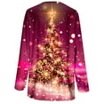 thumbnail image 6 of Feancey Plus Size Cardigan Sweaters for Women Christmas Tree Print Open Front Button Cardigans Lightweight Long Sleeve Ribbed Knit Jackets Hot Pink S, 6 of 7