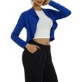 thumbnail image 4 of Women's Kimono Cardigan Lightweight Long Sleeve Open Front Cropped Jacket Draped Ruffle Short Shrugs, 4 of 9