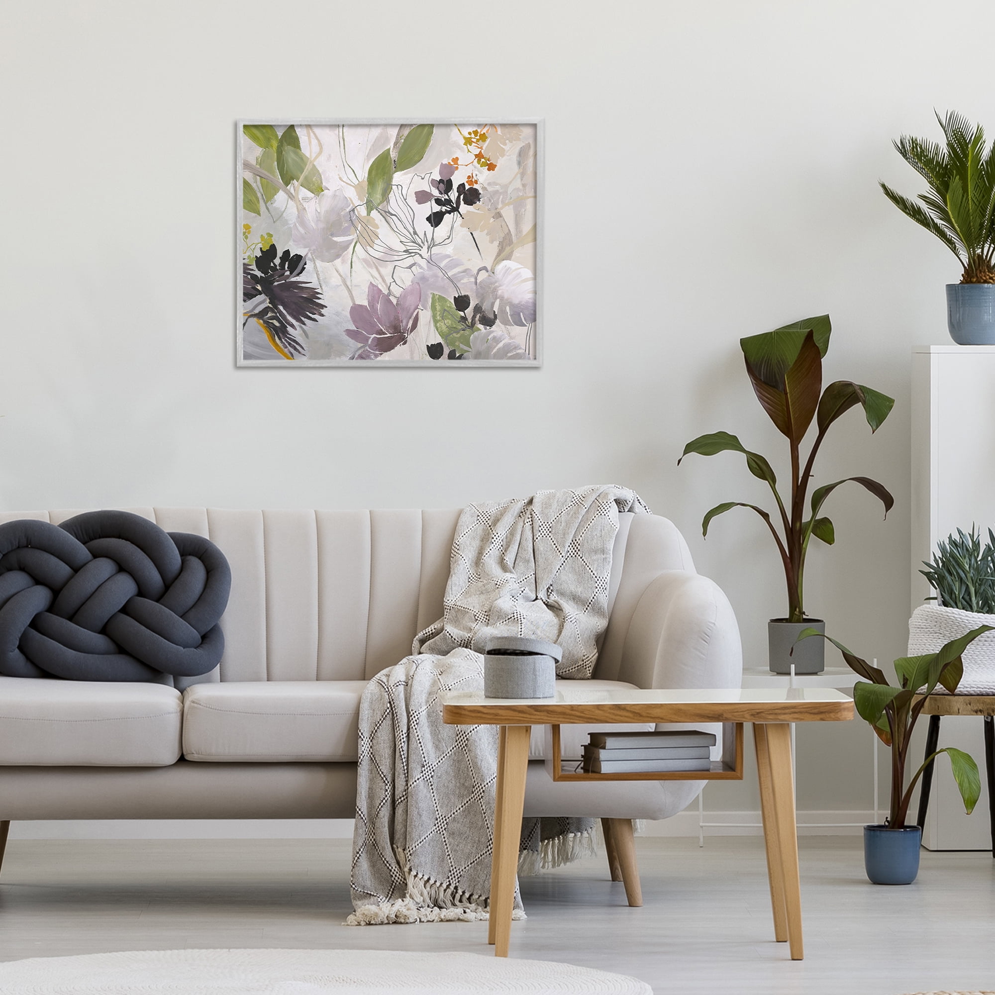 Soft Spring Organic Flora Gray Framed Giclee Art, design by Design Fabrikken