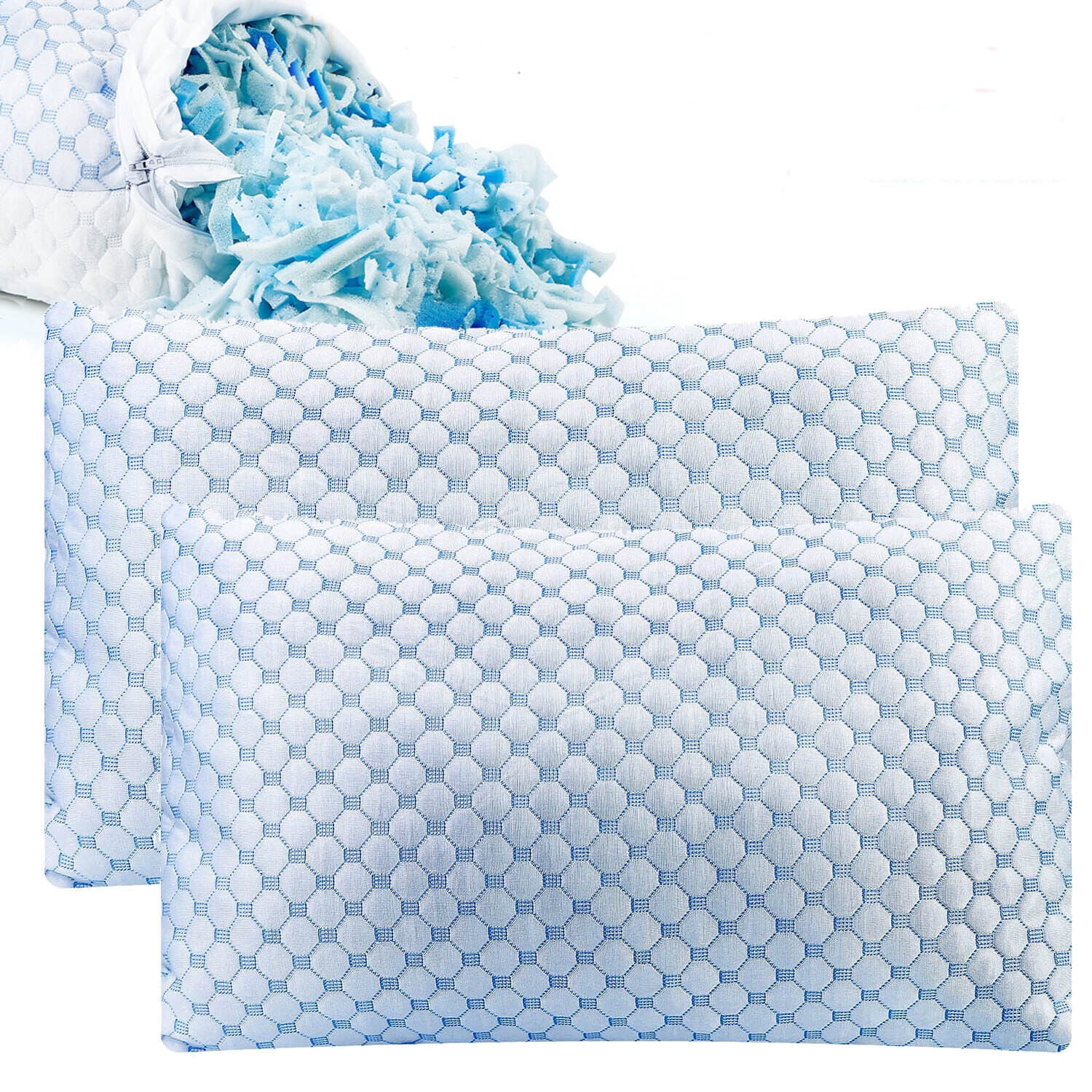 2 Pack Cooling Bed Pillows Adjustable Pillows Memory Foam Pillows