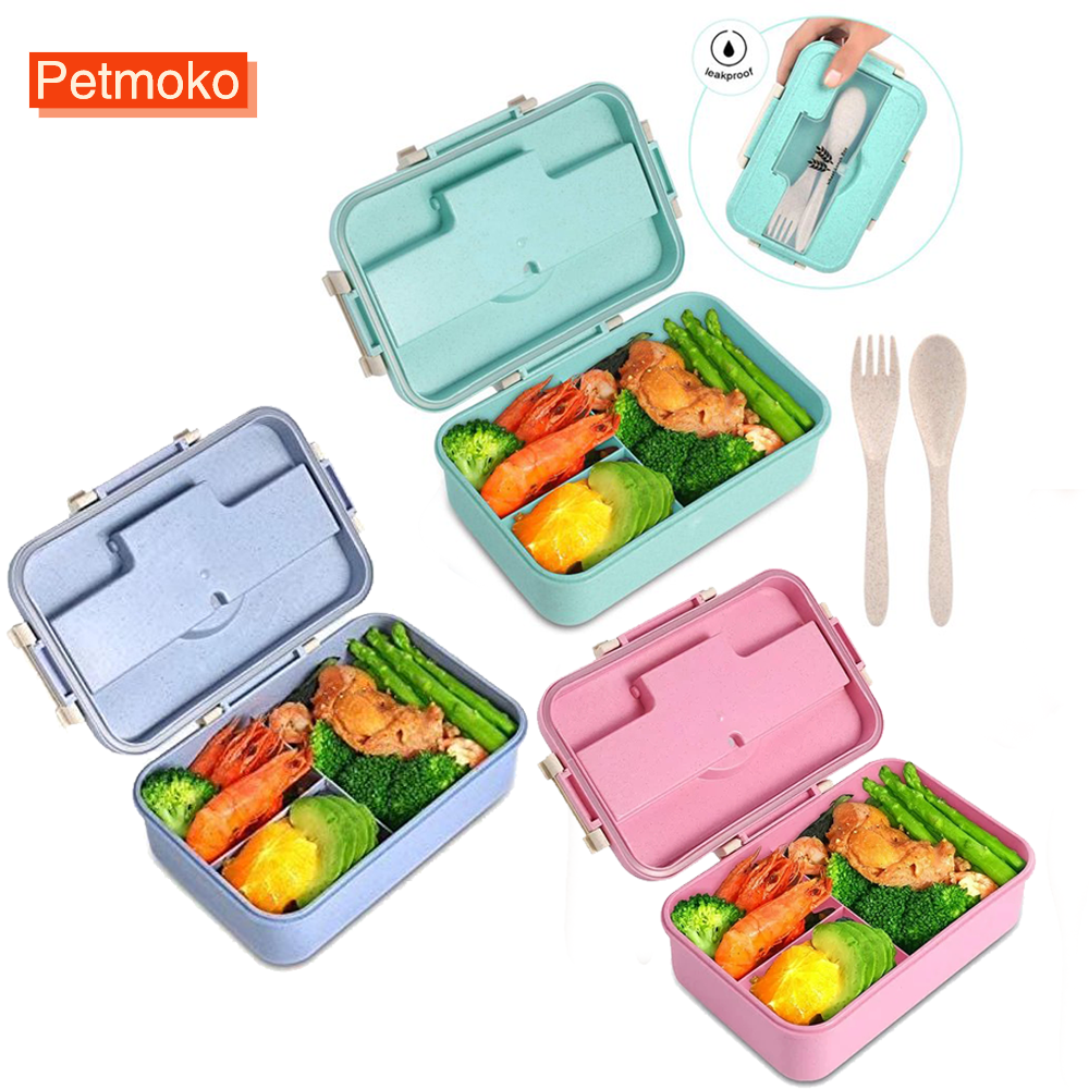 Bento Box For Kids Adults,Lunch Box With 3 Compartment,1200 ML Bento
