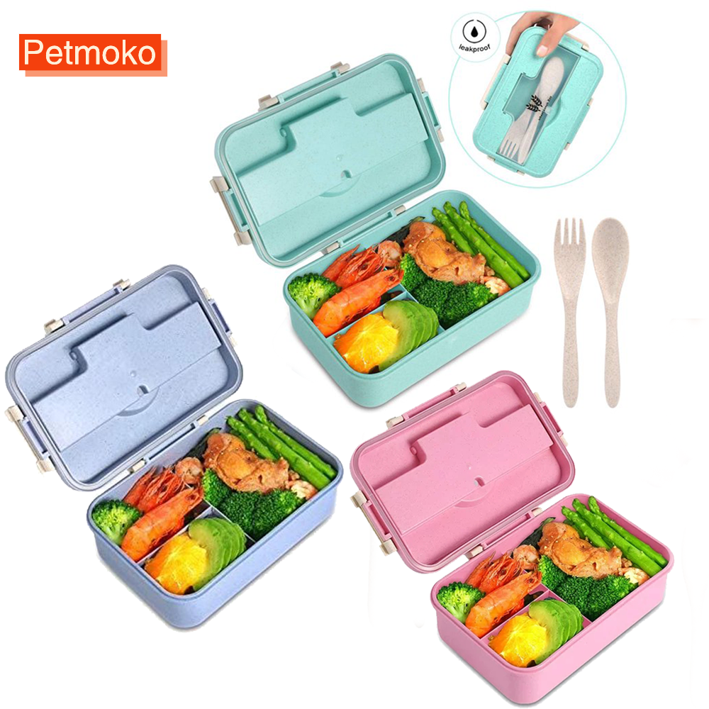 Exclusivo Mezcla Microwavable Bento Lunch Box for Kids and Adults, 4  Compartments Stackable BPA-Free Food Containers with Spoon and Fork for