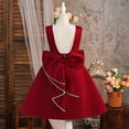 thumbnail image 4 of Girls Beach Dress Cute Sleeveless Crewneck A Line Princess Dresses Summer Vacation Sundress with Bowknot Size 8-13, 4 of 7