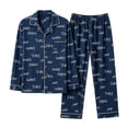 thumbnail image 4 of Akmaiox Mens Pajamas Set Cotton 2 Piece Long Sleeve Lapel Button Down Shirt Elastic Waist Pants Casual Loose Lounge Sleepwear Sets, 4 of 5