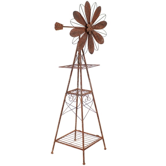 Sunnydaze 51" Rustic Windmill Steel Outdoor Statue