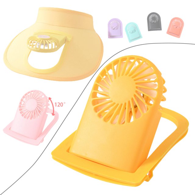 Ventilador para visera Sombrero Ventilador de refrigeración de aire Elástico ajustable 3 velocidades Ventilador de refrigeración de verano Ventilador amarillo Baoblaze Ventilador