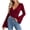 Wine, variant on Women's Ribbed Knit V Neck Top Solid Color Flared Long Sleeve Casual Shirt Fall Fashion Wear Top Winter Warm Base Layer