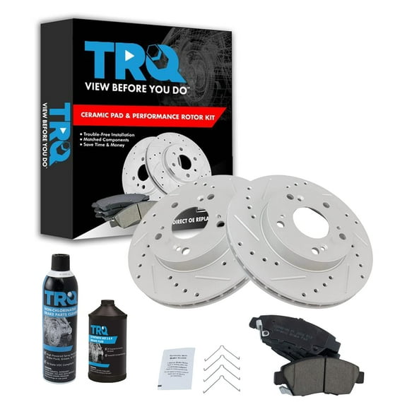 TRQ Front Performance & Brake Rotor & Metallic Pad Kit w/Chemicals BKA15319 Fits select: 2006-2011 HONDA CIVIC HYBRID, 2011-2015 HONDA CR-Z
