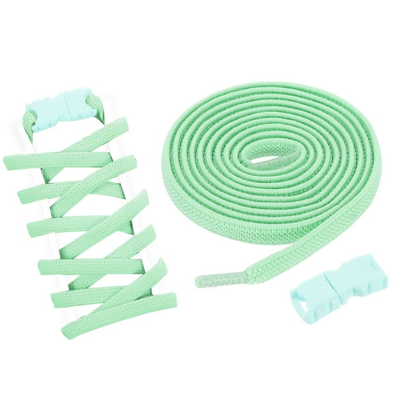 4 Pack Elastic Tieless Shoe Laces No Tie Flat Shoelaces Stretch Shoes Strings for Adults Sneakers, Mint Green
