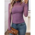 thumbnail image 4 of Women'S Sexy- Mock Turtle Neck Long Sleeve Tops Sheer Mesh Ruched Trendy Going Out Shirts Blouse Smoke  S, 4 of 8