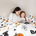thumbnail image 4 of Homewish Boo Pumpkin Full Size Comforter Sets for Kids, White Skull Bat Star Halloween Bedding Comforter Set, Halloween Reversible, 3pcs, 1 Comforter and 2 Pillowcases, 4 of 6