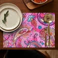 thumbnail image 4 of Durable Flax Paisley Placemats with Heat Resistant Wrinkle Free Feature, Set of 6 Showcasing Colorful Boho Vintage Floral and Mandala Artistic Patterns, 4 of 5