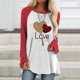 thumbnail image 1 of ICHUANYI Liquidación Día de San Valentín Mujeres Casual Imprimir Cuello redondo Patchwork Blusa de manga larga Camiseta Tops ICHUANYI WER202308232791, 1 of 5