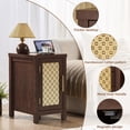 thumbnail image 5 of Rattan Nightstand Set of 2 with Charging Station, Farmhouse Bedside Tables Night Stands with Cabinet, Walnut Side Tables for Bedroom, Living Room, 5 of 10