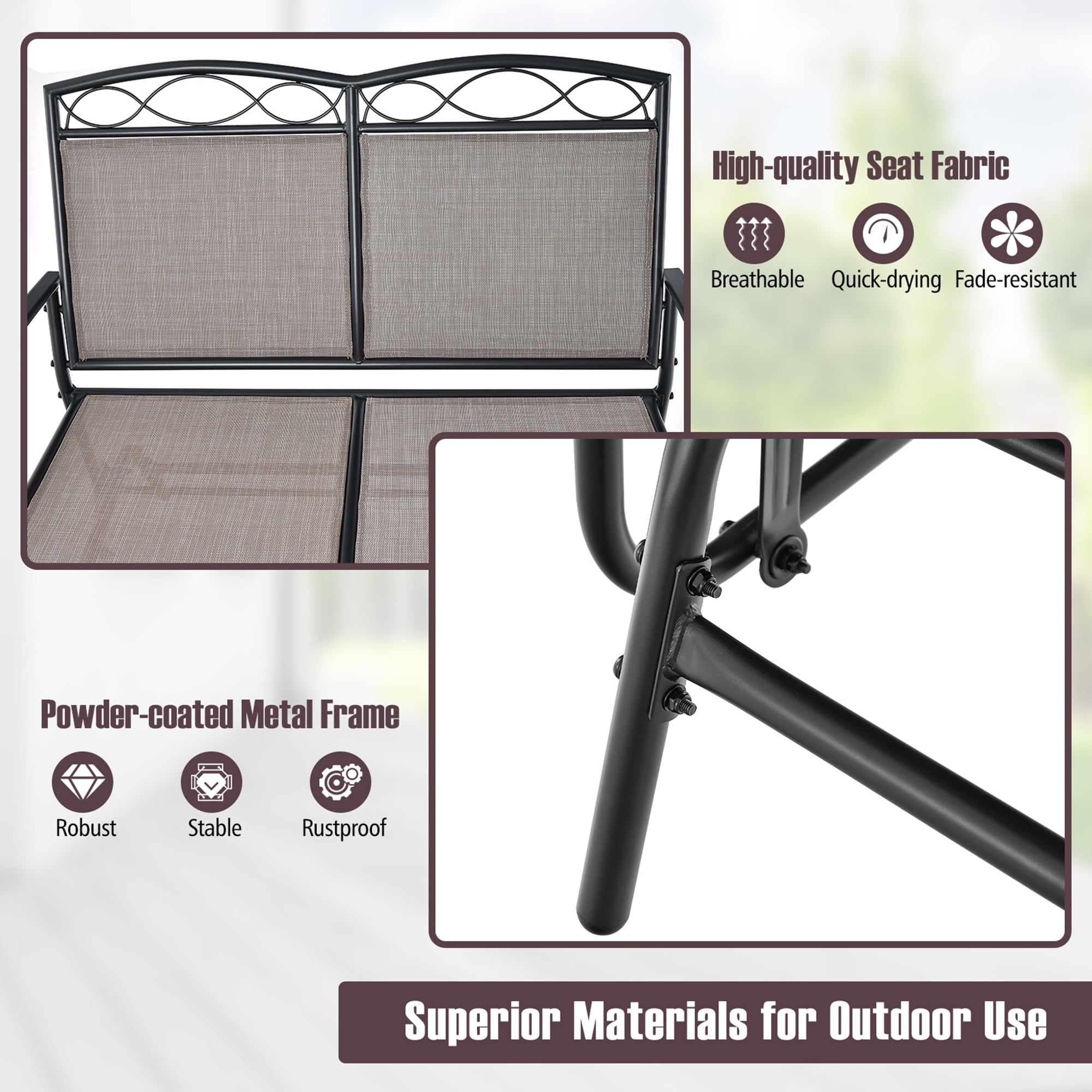 Gymax 4PCS Outdoor Glider Chair & Table Set Patio Conversation Furniture Set