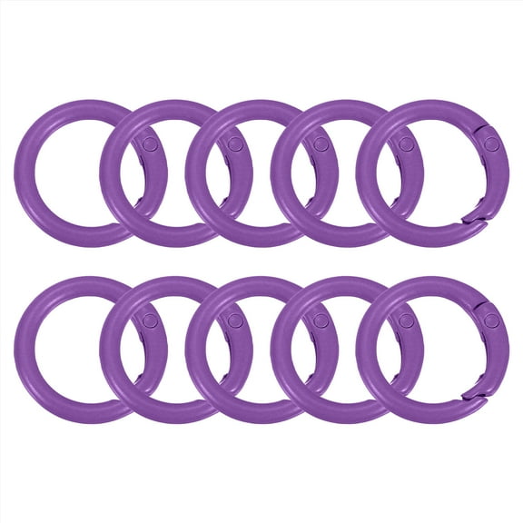 O Ring Clip, 10Pcs 25mm - Zinc Alloy Colorful Spring O Rings, Round Gate Clip Snap Clasp Hooks Trigger Buckles for Bag Purse Handbag Keychains DIY Accessory (Dark Purple)
