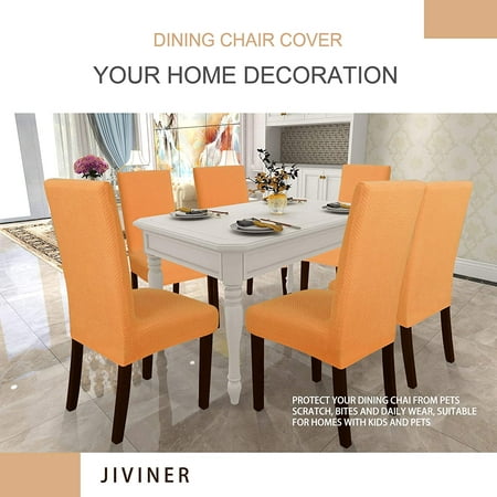 Stretch Chair Covers For Dining Chairs, Orange Dining Room Chair Covers With Arms