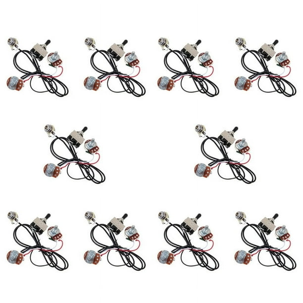 20X Mazo de Cables de Guitarra Precableado Dos Pastillas 500K Ollas Interruptor de Palanca de 3 Vías Plateado