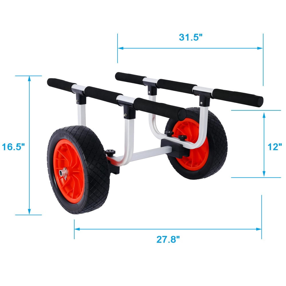 Topcobe Heavy Duty Kayak Cart, Adjustable Width Kayak Trolley with Airless Kayak Wheels