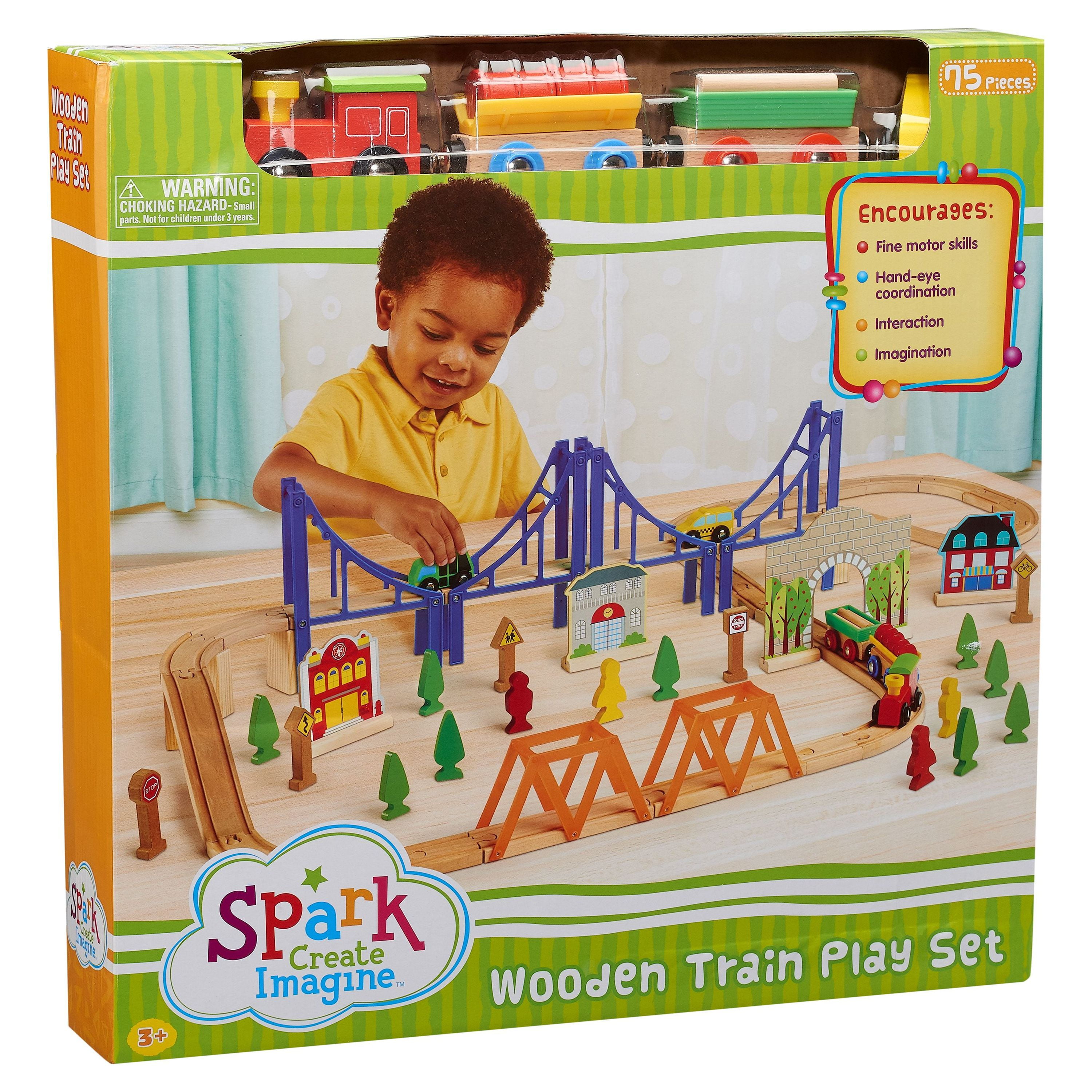Spark wooden train set sales