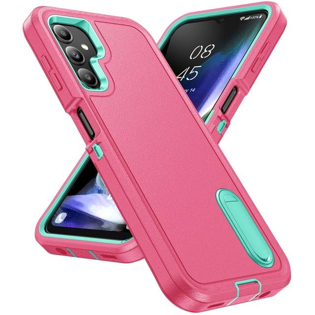 Pour Samsung Galaxy A14 5G Étui de Protection Robuste Corps Complet Multi-Couches Antichoc avec Béquille Cachée Étui Hybride en Silicone Rigide PC pour Samsung A14 5G, Noir+orange