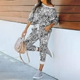 thumbnail image 2 of SELONE Lounge Sets for Women Two Piece Outfits Dressy Leopard Print Tie-Dye 2 Piece Pajamas Casual V-Neck Long Sleeve Drawstring Pants Pajamas Set Lounge 25-White M, 2 of 7
