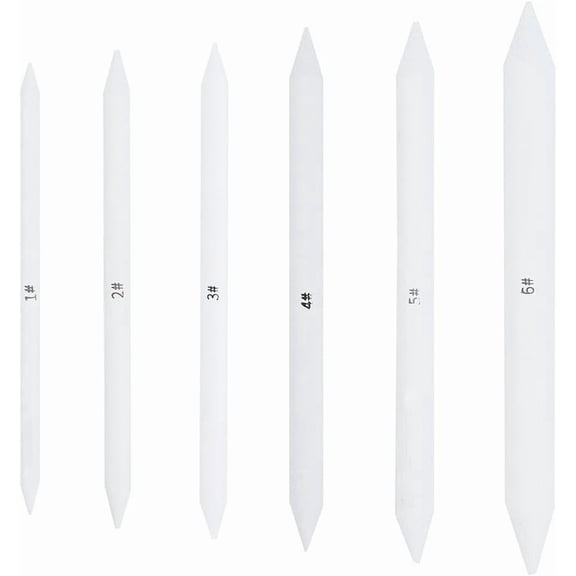 12Pcs 6 Sizes White Blending Stumps and Tortillions Smudge Pencil Shading Pen Paper Art Blenders Sketch Sandpaper