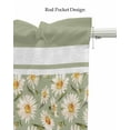 thumbnail image 5 of Sage Green Flower Linen Curtain Valance for Bedroom/Bathroom/Kitchen/Office/Living/Dining Room Windows,Romantic Shabby Country Daisy Stripes Pocket Topper Drapes Decorative Cafe Drapery Panel 42x12, 5 of 6