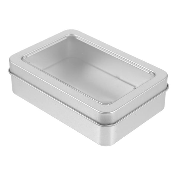 Rectangular Storage Box Metal Storage Box Small Empty Metal Box with Clear Window Lid