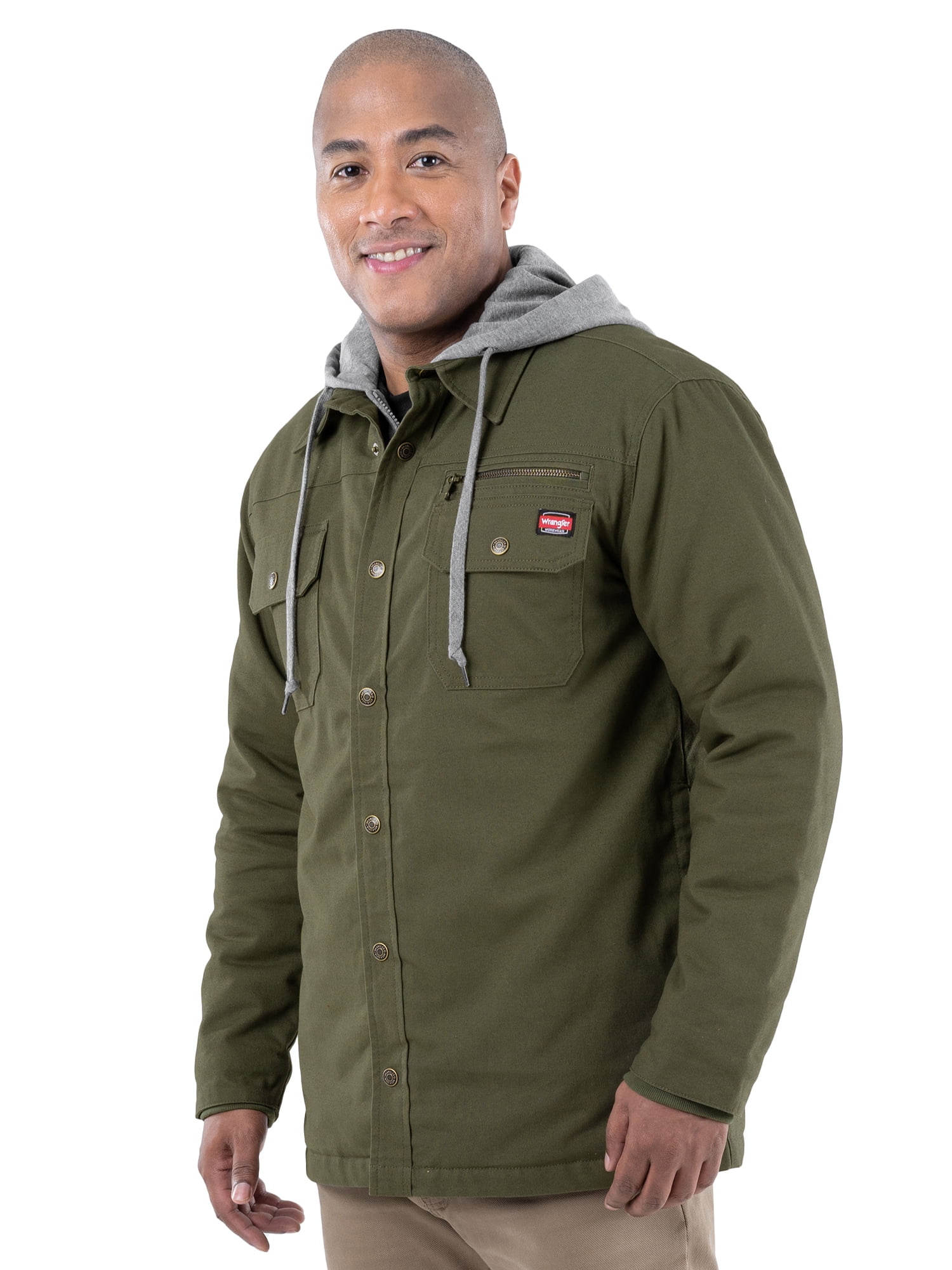 Wrangler Workwear Men's Quilted Lined Long Sleeve Shirt Jacket