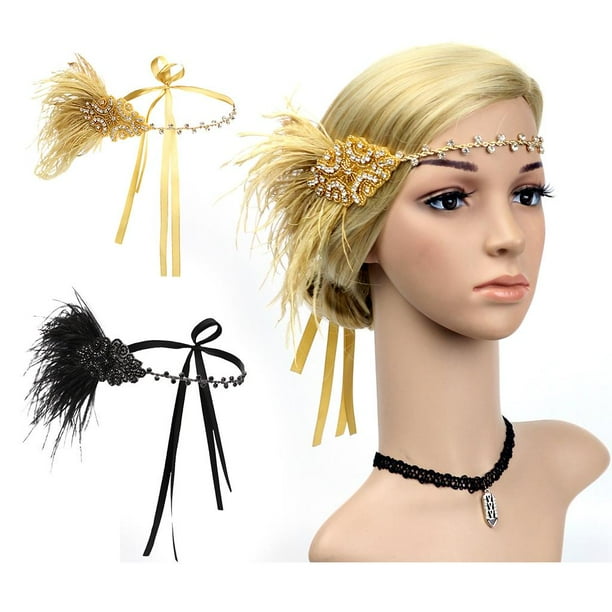 2 Piezas De Plumas Para Mujer De ano 20 Con Diadema Con Accesorios Para El Cabello Para Fiestas Salvador tocado de fiesta anos 20 para mujer