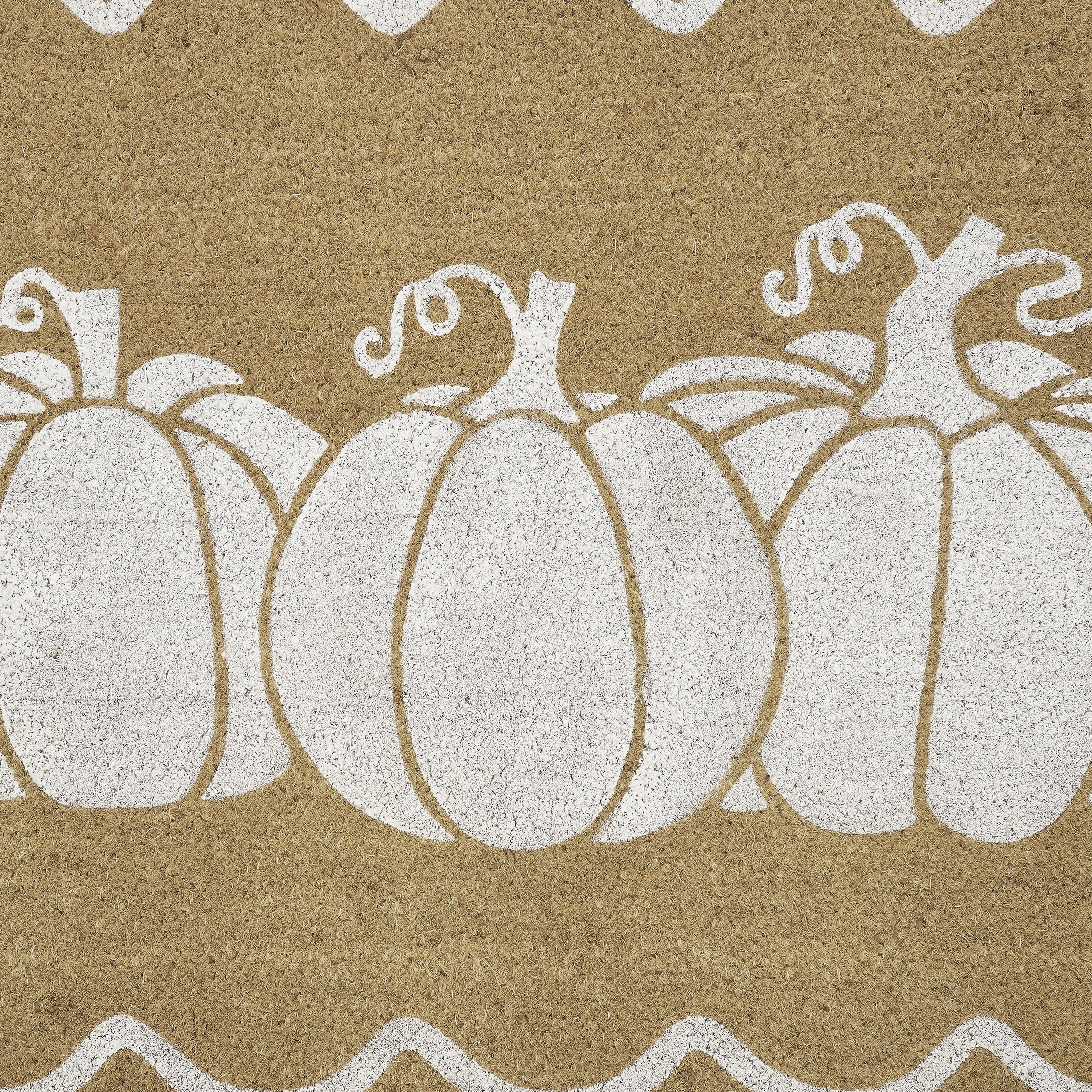 My Texas House Natural/White Pumpkin Scallop Outdoor Coir Doormat, 18" x 30"