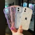 thumbnail image 6 of for iPhone 11 Case 6.1",Cute Curly Wave Case with Star Glitter,Clear Shiny Bling Soft TPU Shockproof Phone Protecive Case for Women Girls-Blue, 6 of 9