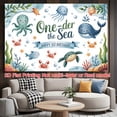 thumbnail image 2 of Under the Sea First Birthday Backdrop One-der the Sea Birthday Background Underwater World Turtle Happy 1st Birthday Party Decorations Supplies Cake Table Banner Photo Booth Props, 2 of 4