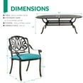 thumbnail image 5 of VIVIJASON 9-Piece Outdoor Furniture Dining Set, All-Weather Cast Aluminum Patio Conversation Set, Include 8 Cushioned Chairs and an Oval Table with Umbrella Hole for Lawn Backyard, Ocean Blue Cushion, 5 of 7