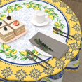 thumbnail image 5 of Lemon Tablecloth Round 60 Inch Summer Fruit Blue and Yellow Table Cloth Circular Table Cover Wipeable Reusable Polyester Tabletop for Dining Kitchen Holiday Decor, 5 of 6
