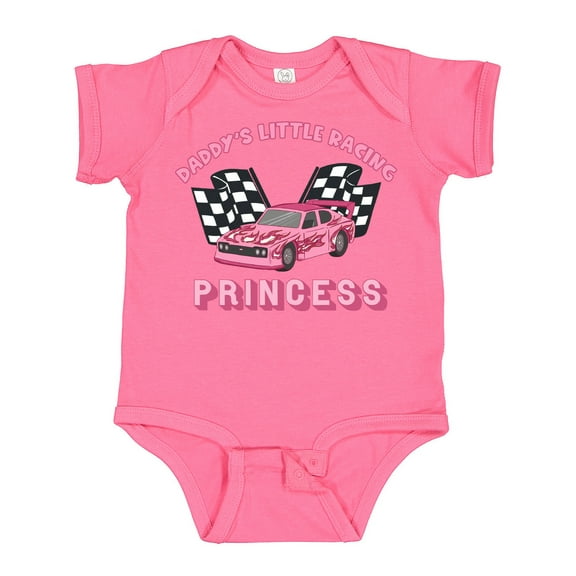 Inktastic Daddy's Racing Princess Pink Race Car Boys or Girls Baby Bodysuit