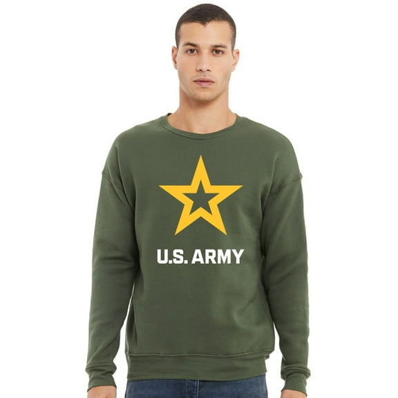 Mens US United States Army Logo Fleece Sweatshirt, 2XL Military Green