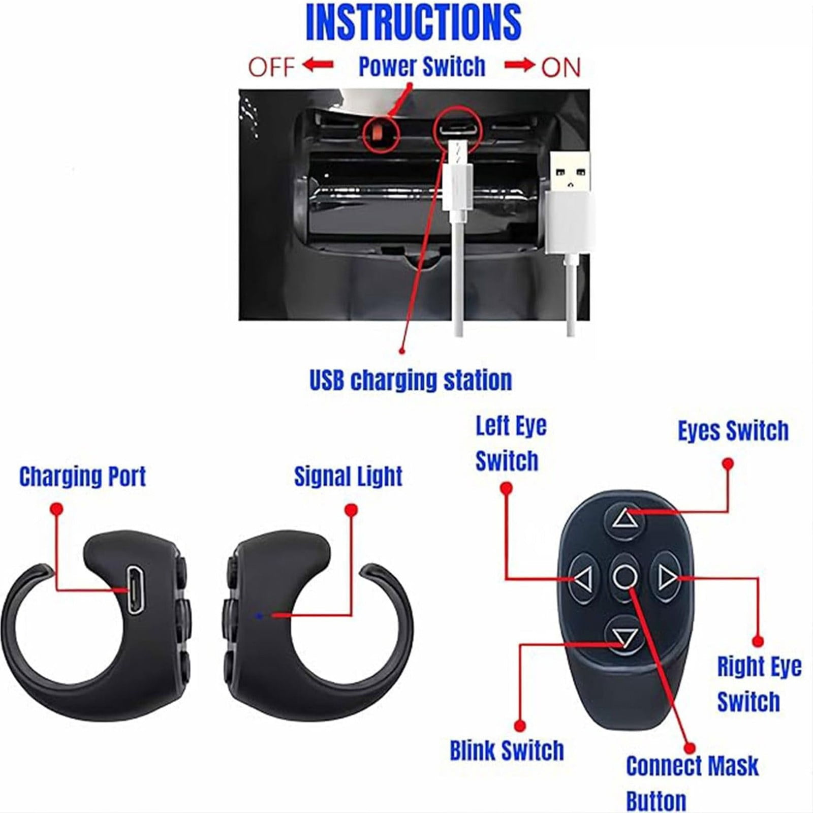 Electric Blink Spider Superhero Mask Ring Remote Control Moving Eyes USB Rechargeable Helmet Color Box Packaging Cosplay Outfit Accessories Gift