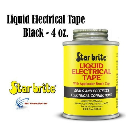 Liquid Electrical Tape Black 4oz w/ Applicator Brush Cap StarBrite