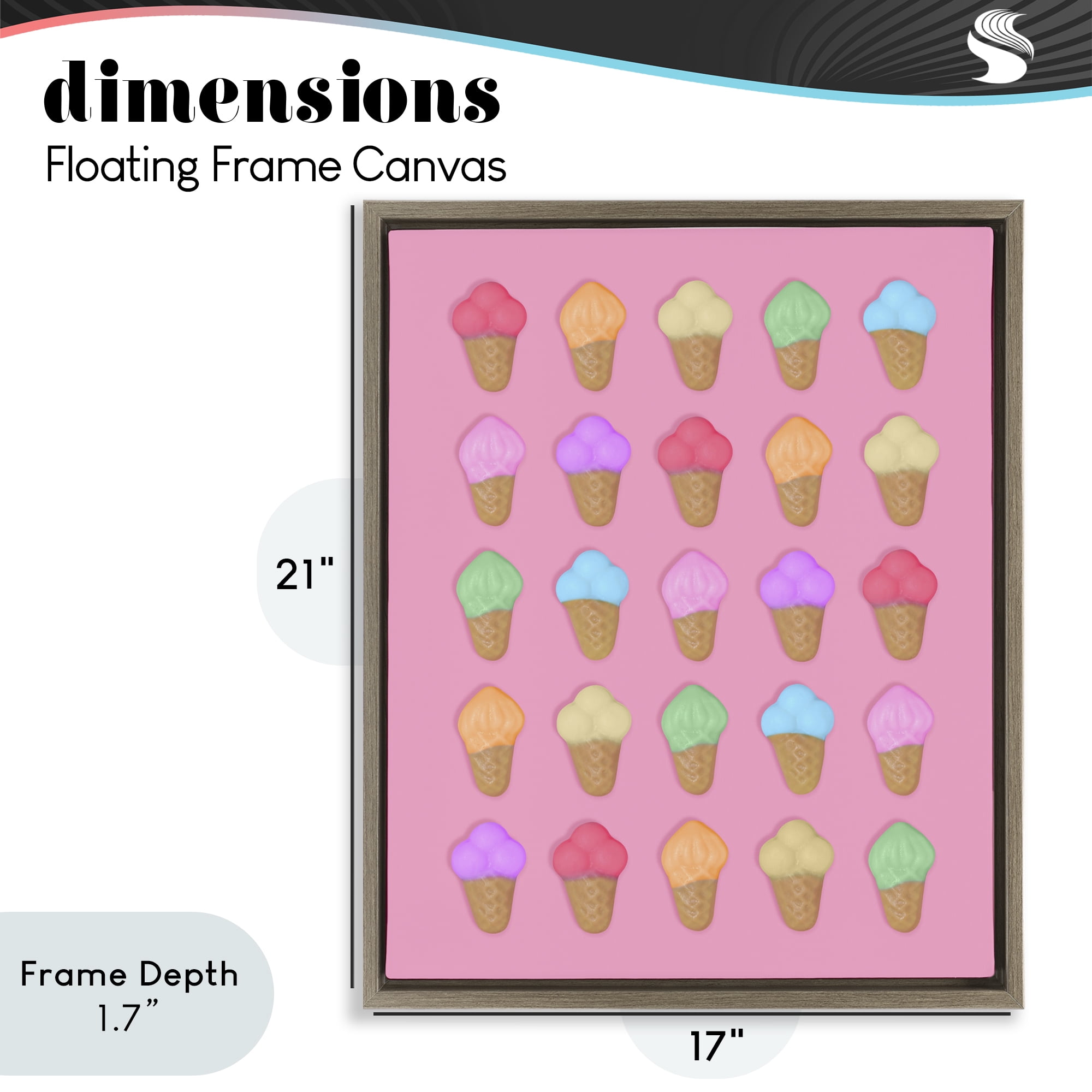 Stupell Industries Ice Cream Candies on Pink Brown Framed Floater Canvas Wall Art, design by LISH Creative